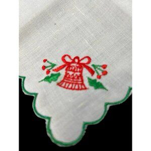 Vintage Christmas Holiday Bell Cocktail Napkins Scallop Border Set 6 NOS